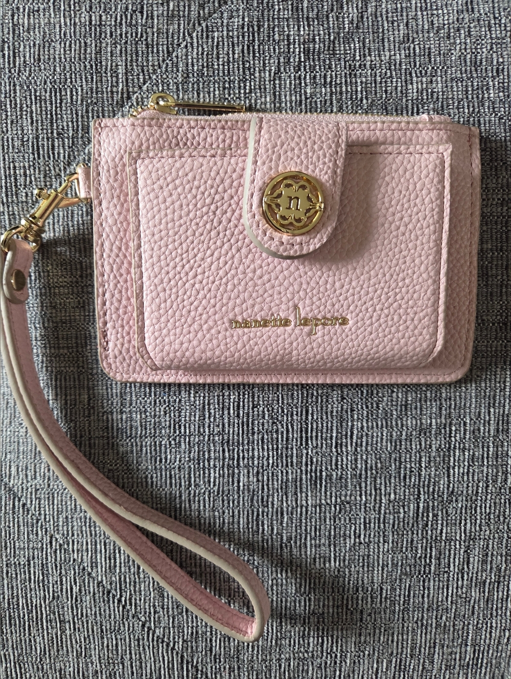 NANETTE LEPORE Pink Pebbled Wristlet Wallet Card ID Holder